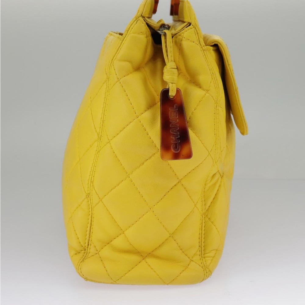 CHANEL Matelasse Hand Bag Lamb Skin Yellow - Picture 4 of 16